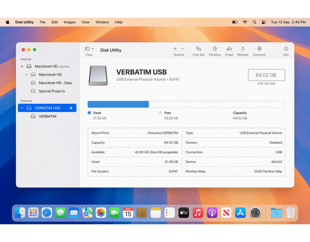 Mac OS Sequoia format USB drive screenshot 01